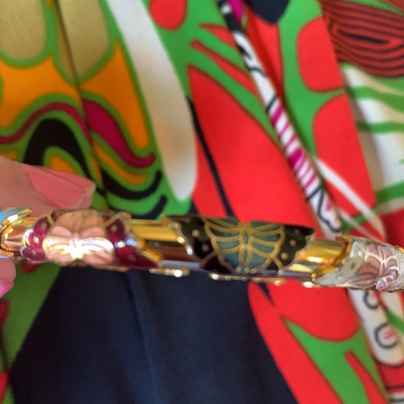 Vintage Cloisonné Butterfly Bangle - Picture 6 of 7